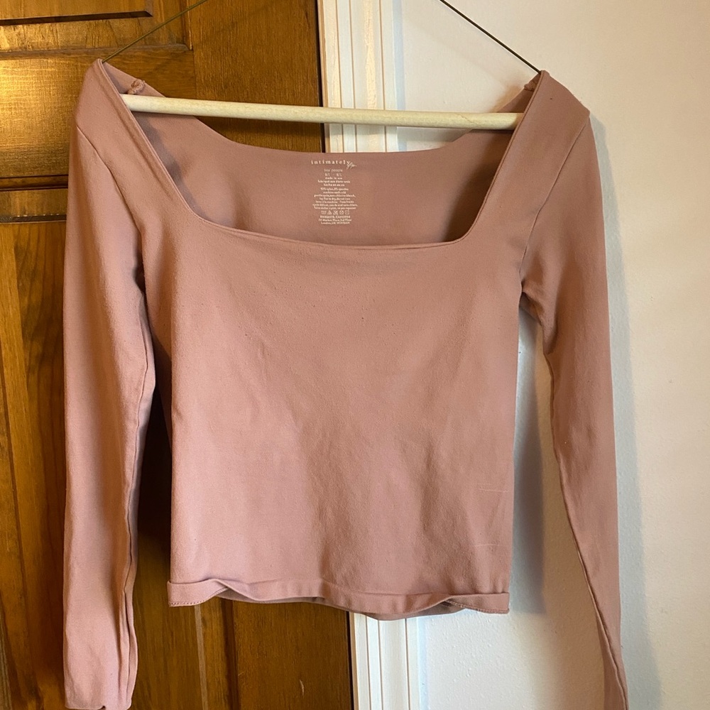 Free People Pink Long Sleeve Top